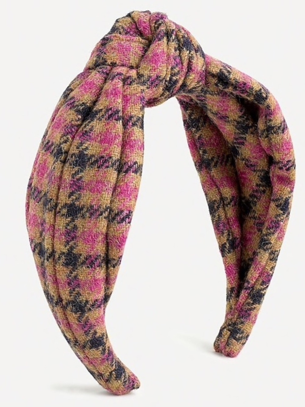 J. Crew Pink Plaid Wool Turban Headband